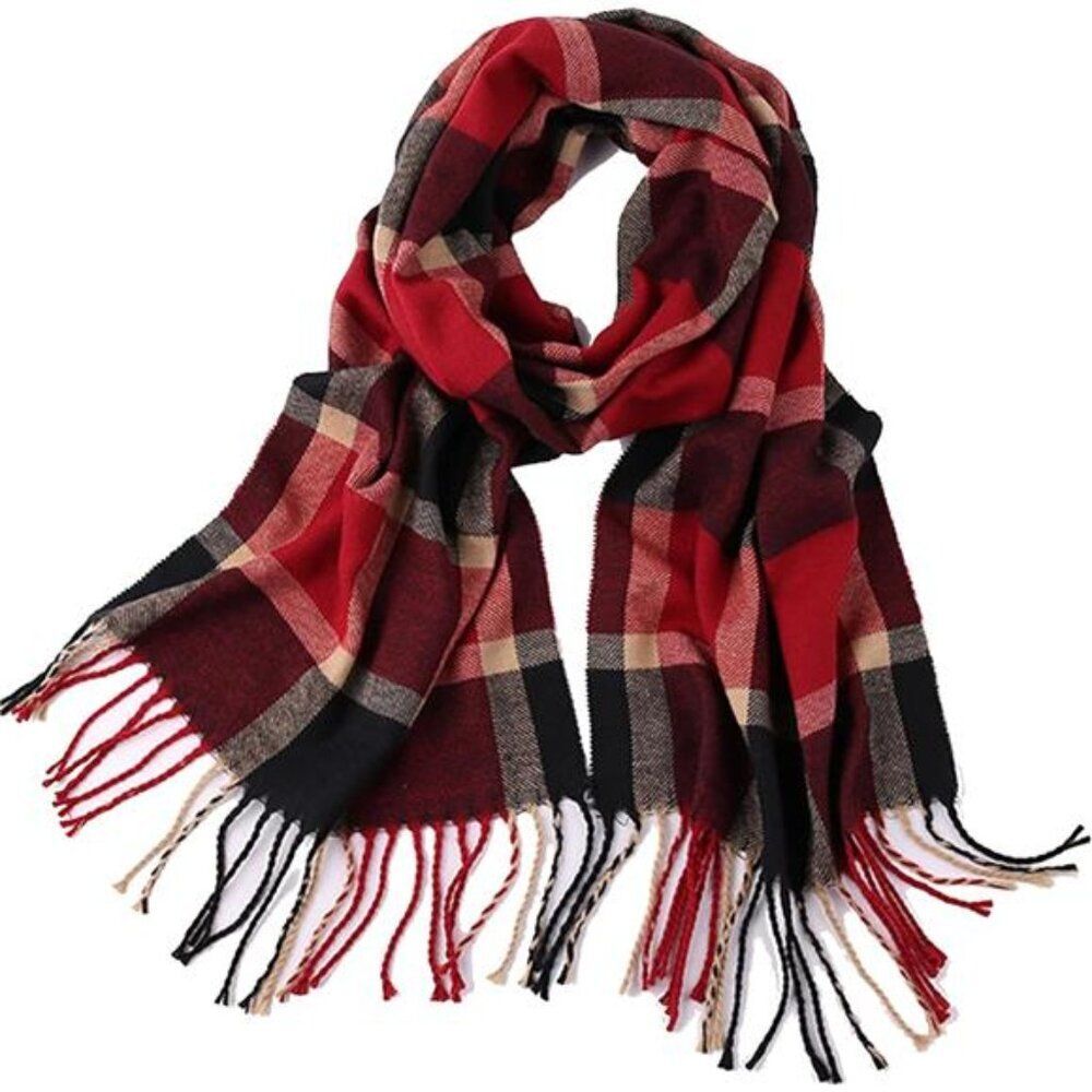 Women Men Buffalo Plaid Scarves Scottish Tartan Narrow Scarf Winter Warm Soft